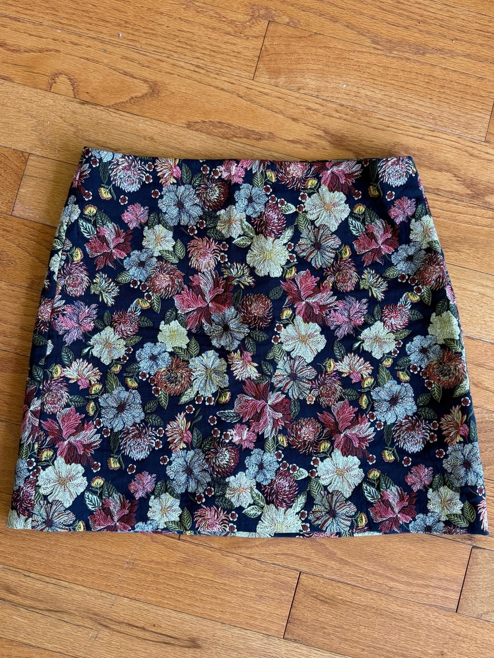 LOFT Floral Jacquard Mini Skirt - Navy Multi
